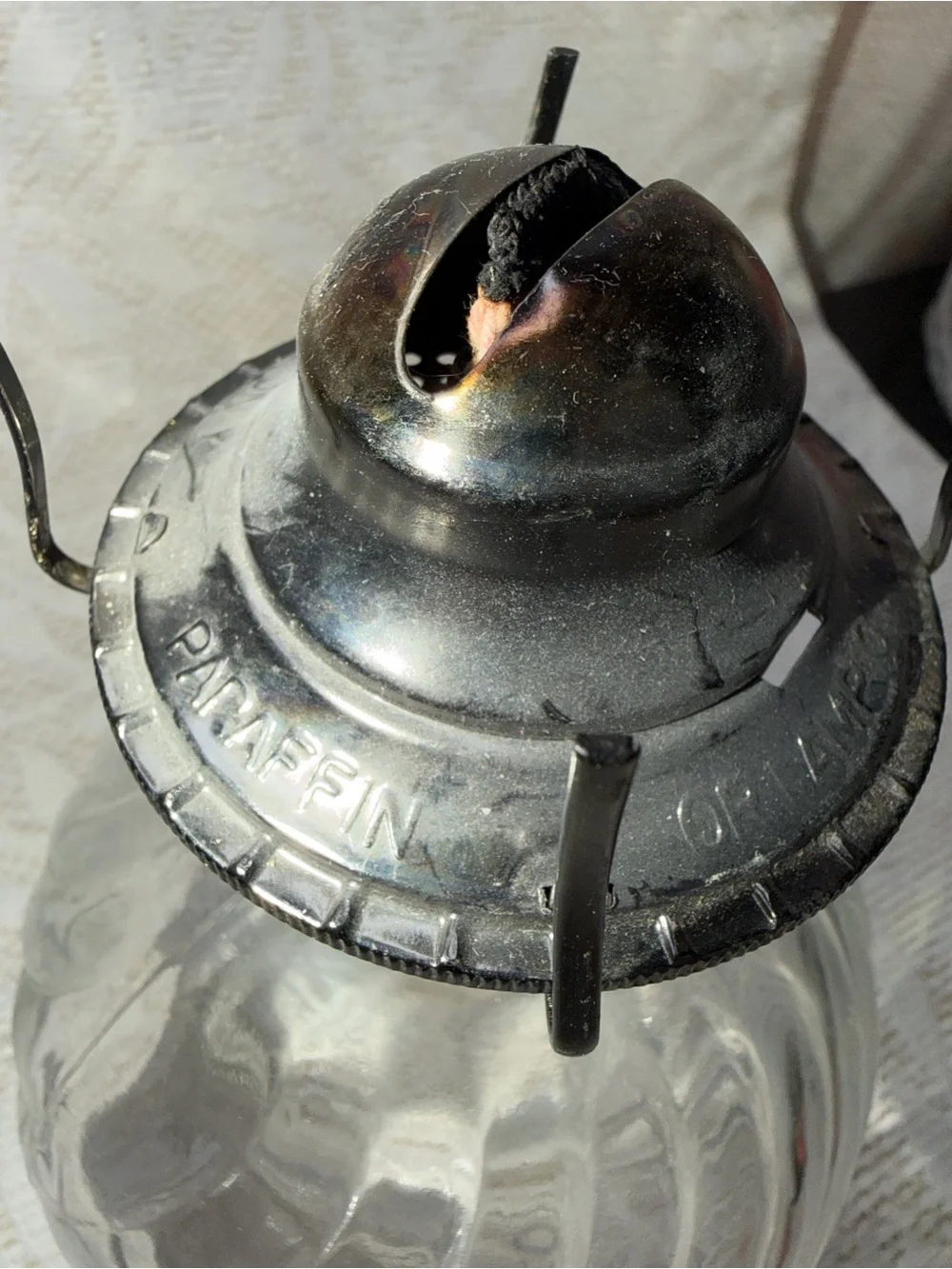 Clear Glass Hurricane Oil Lamp -vintage